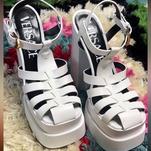 Versace Medusa Platform Mary Janes. Size 39. White. Never worn, just tried on.